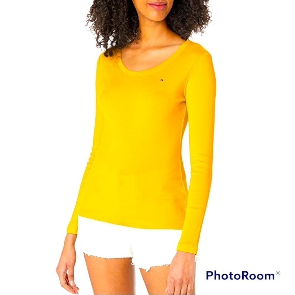 Tommy Hilfiger cotton Long Sleeve Scoop Neck versatile Top